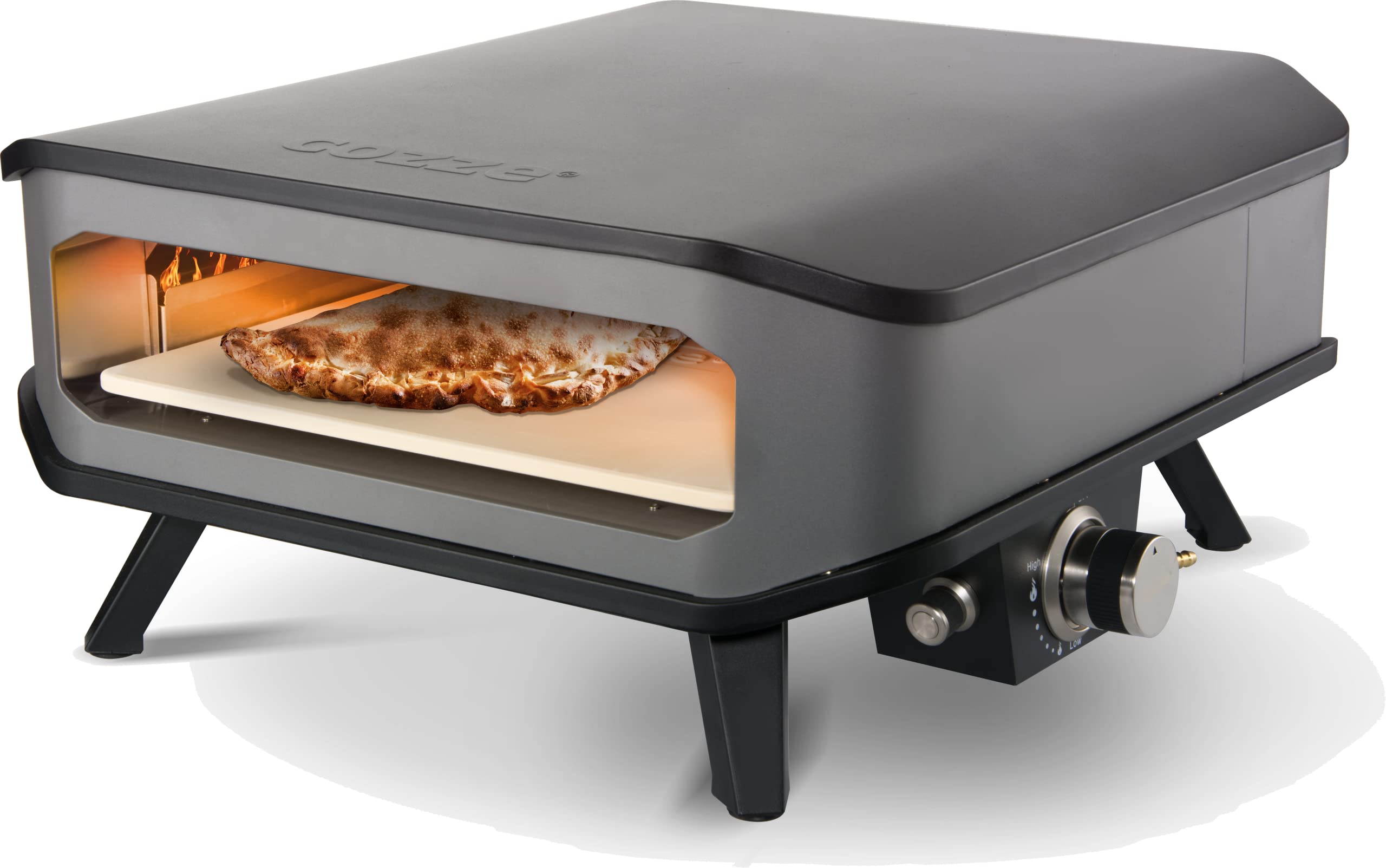 cozze - 90346 17" Gas Pizza Ofen | Pizzaofen mit Pizzastein | Gasgrill bis 400°Grad | mit 42,50 x42,50 cm Pizzastein