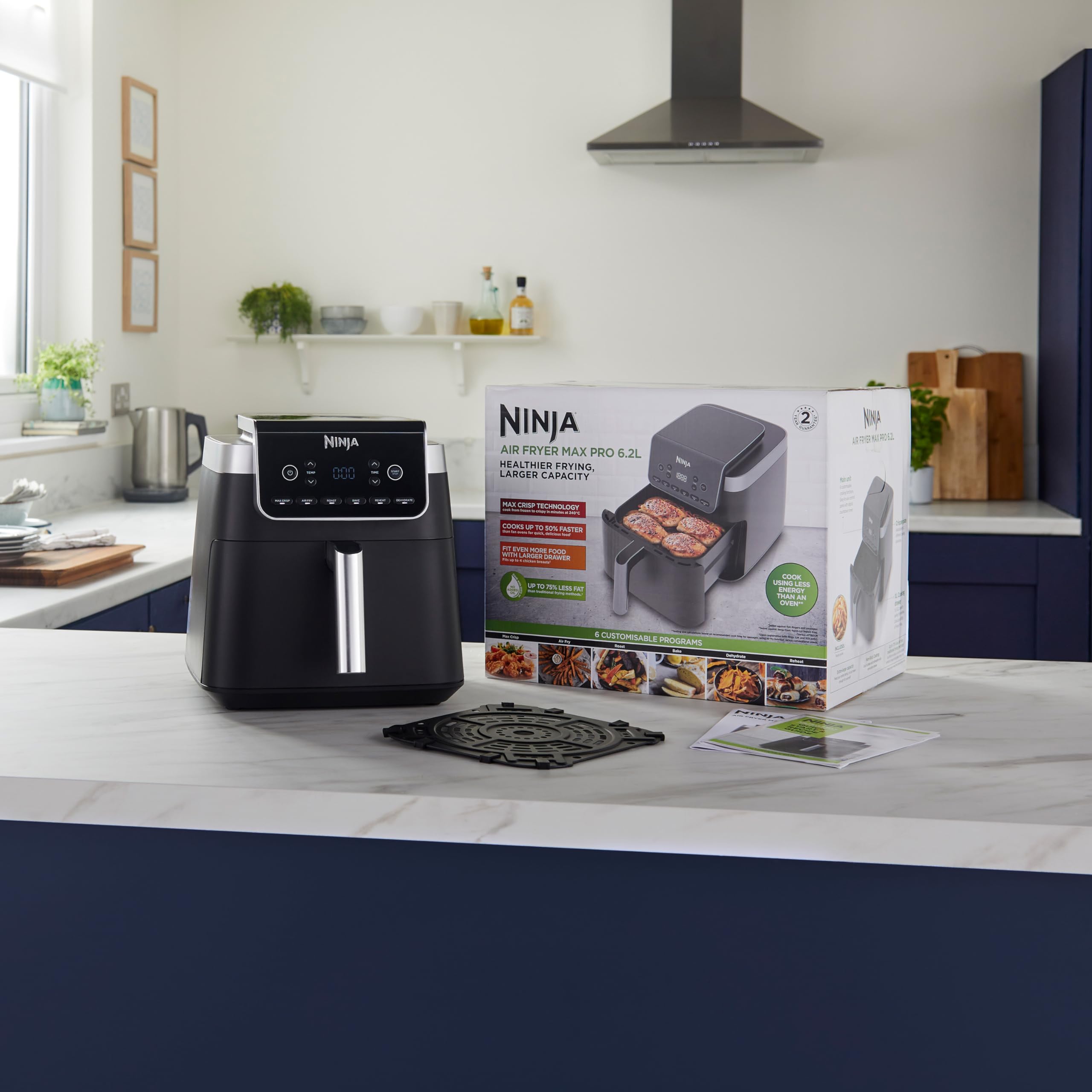 Ninja Air Fryer Heißluftfritteuse MAX PRO, 6,2L Airfryer, Antihaftbeschichtung