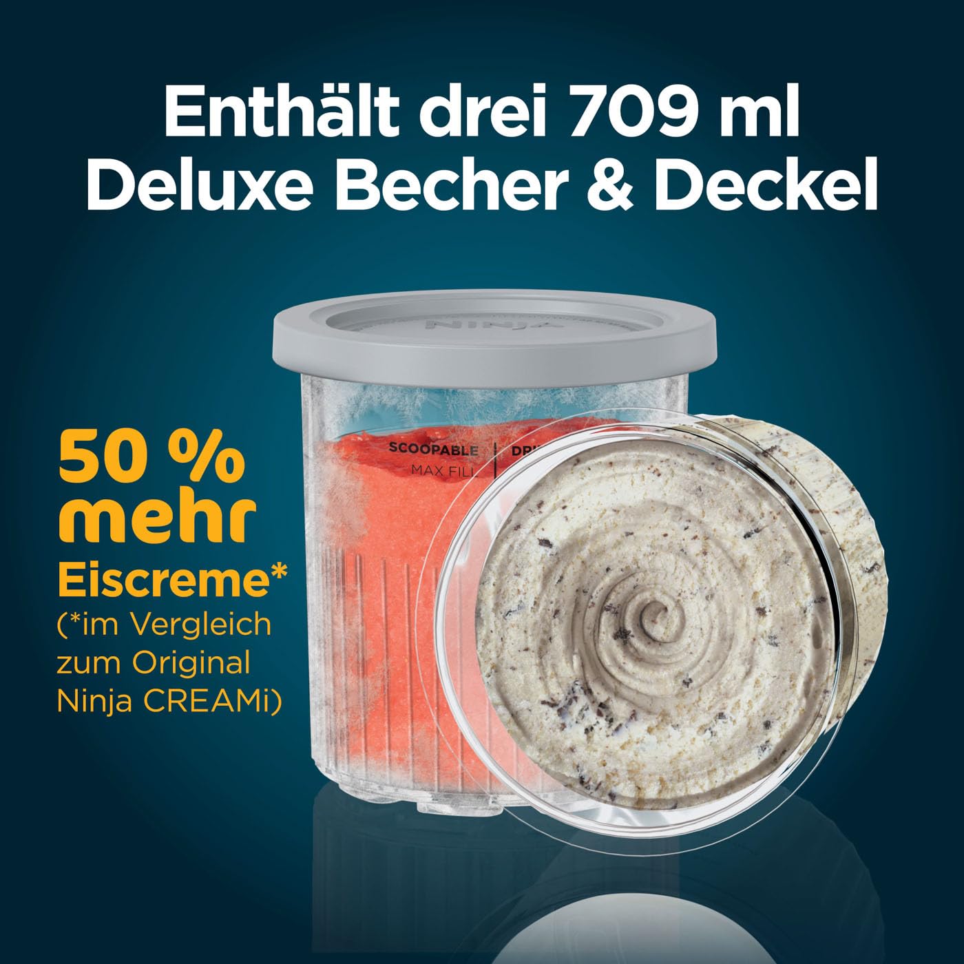 Ninja CREAMi Deluxe Eismaschine mit 3 Behältern, 10 Funktionen