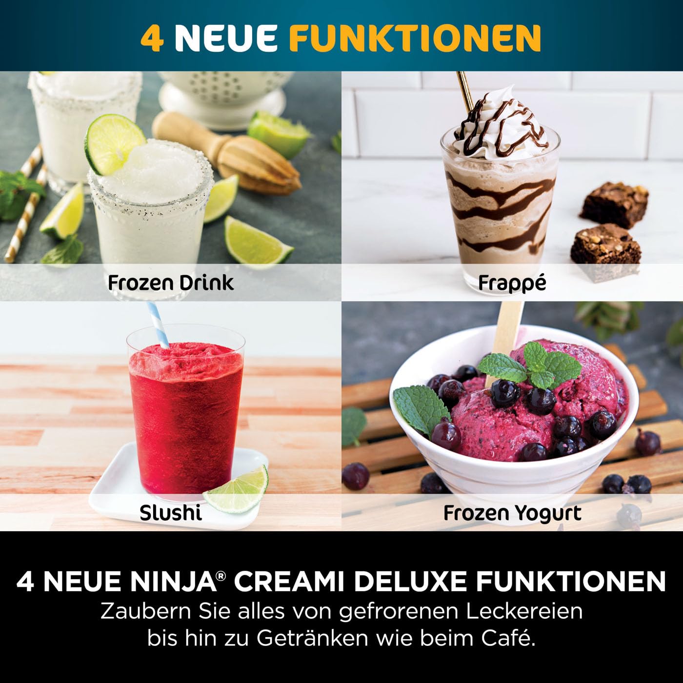 Ninja CREAMi Deluxe Eismaschine mit 3 Behältern, 10 Funktionen