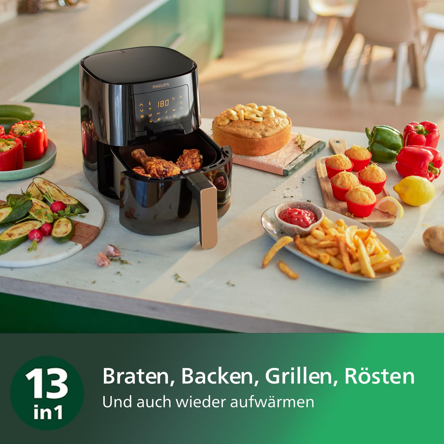 Philips Airfryer 5000-Serie L, 4.1L (0.8Kg), 13-in-1 Airfryer, Wifi verbunden