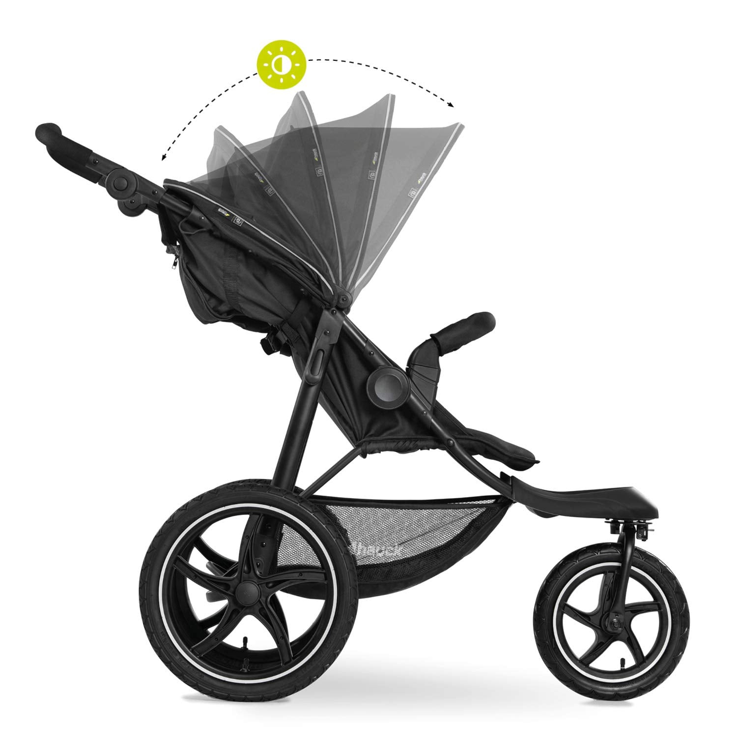 Hauck Kinder Buggy Runner 2, Große Luftreifen 3 Rad, Bis 25 kg, Schwarz, 1 Stück (1er Pack)