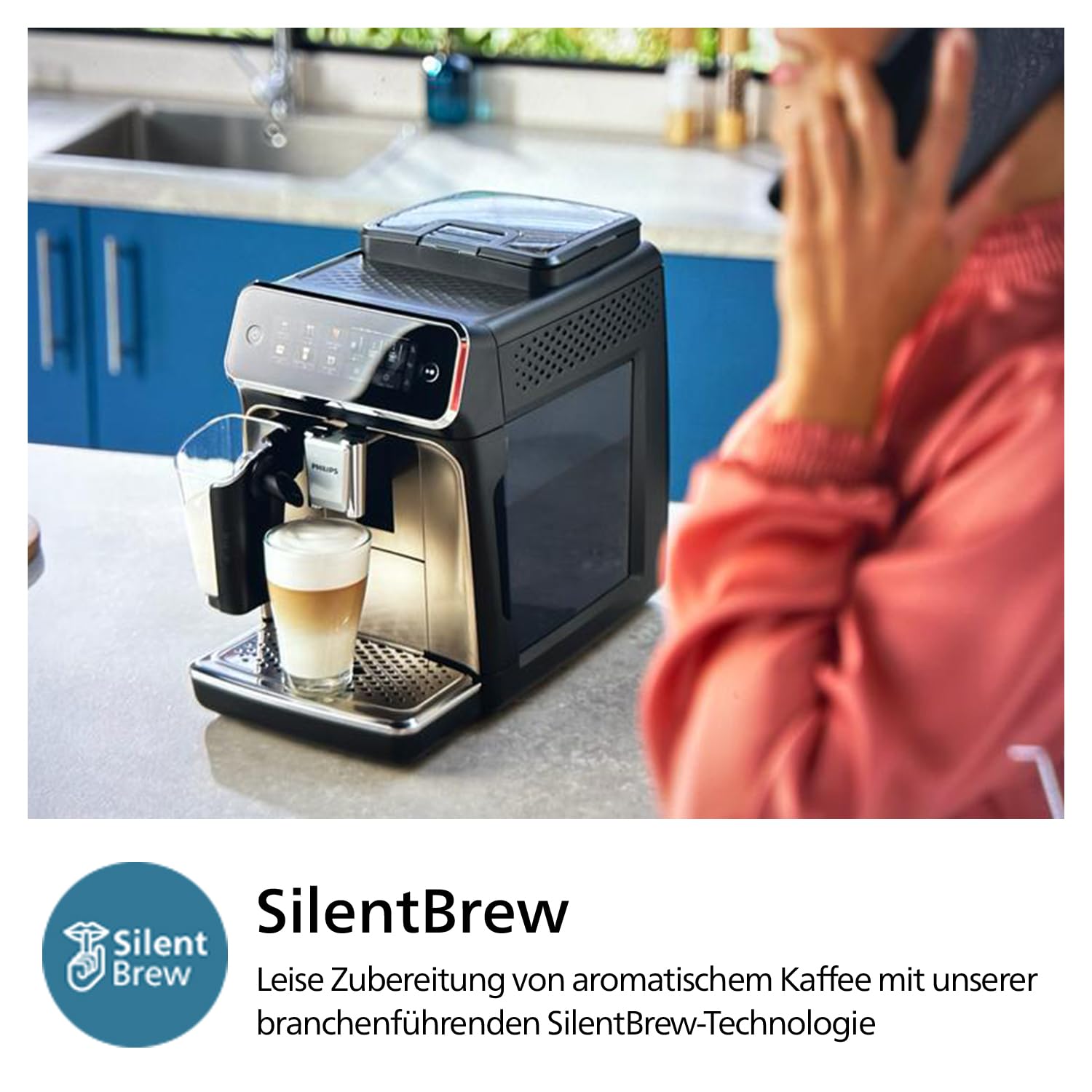 Philips 3300 Series Vollautomatische Espressomaschine - 6 Getränke, Modernes Farb-Touchscreen-Display, LatteGo-Milchsystem