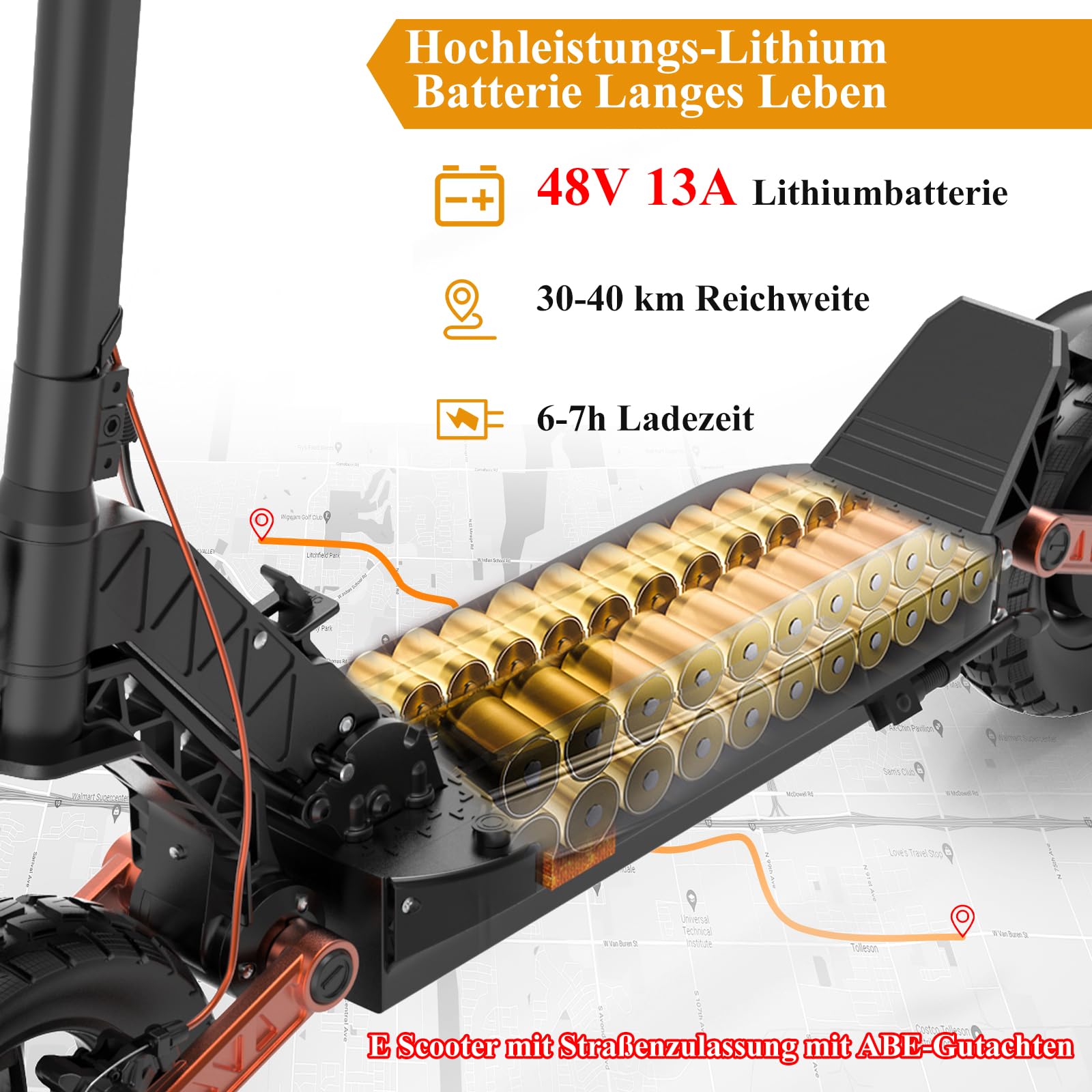 JOYOR S E Scooter, 48V13Ah Elektroroller Fährt 40-55 Km, Mit Doppeltem Mechanischen Bremssyste