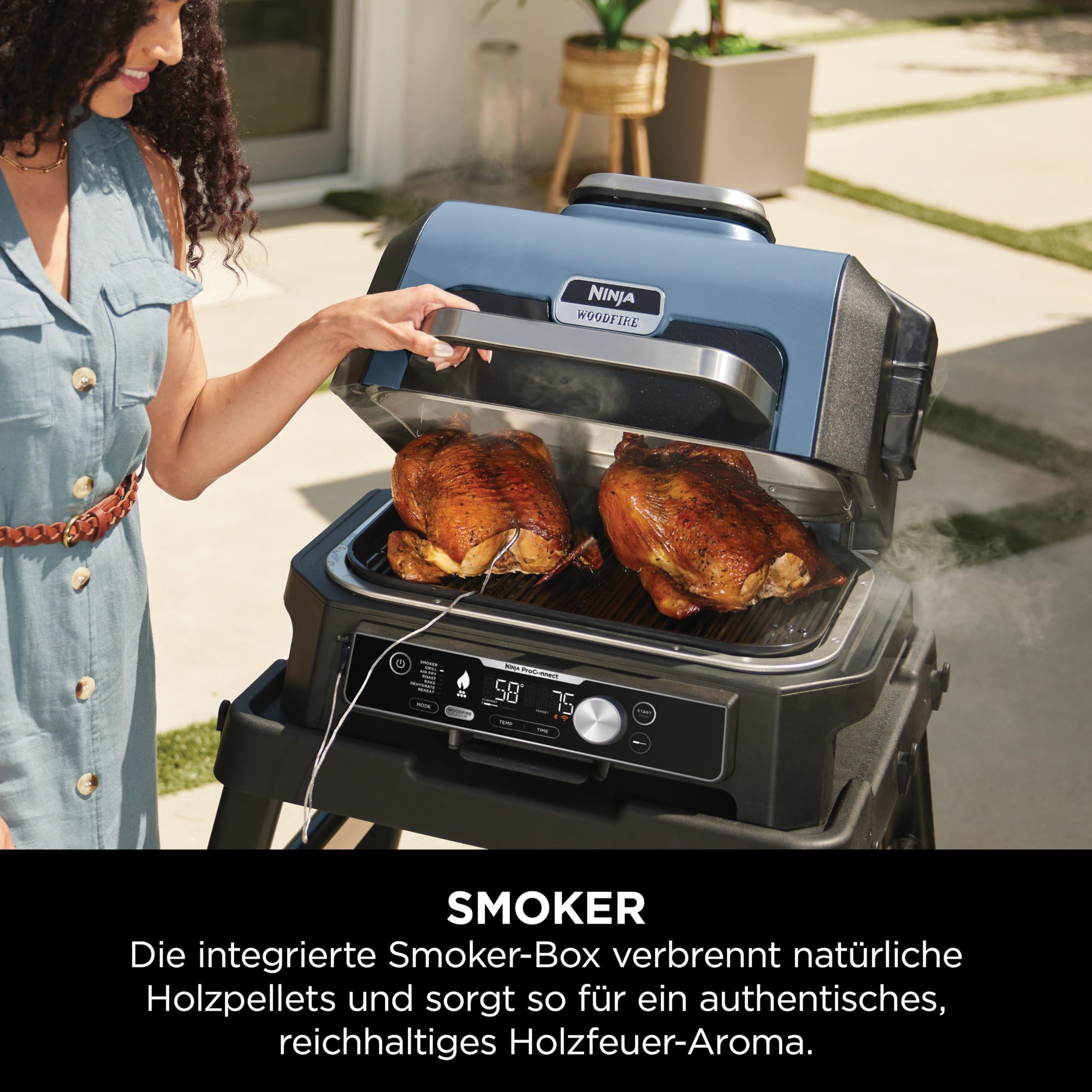 Ninja Woodfire Pro Connect XL Elektrischer BBQ Smoker Grill, App-Steuerung