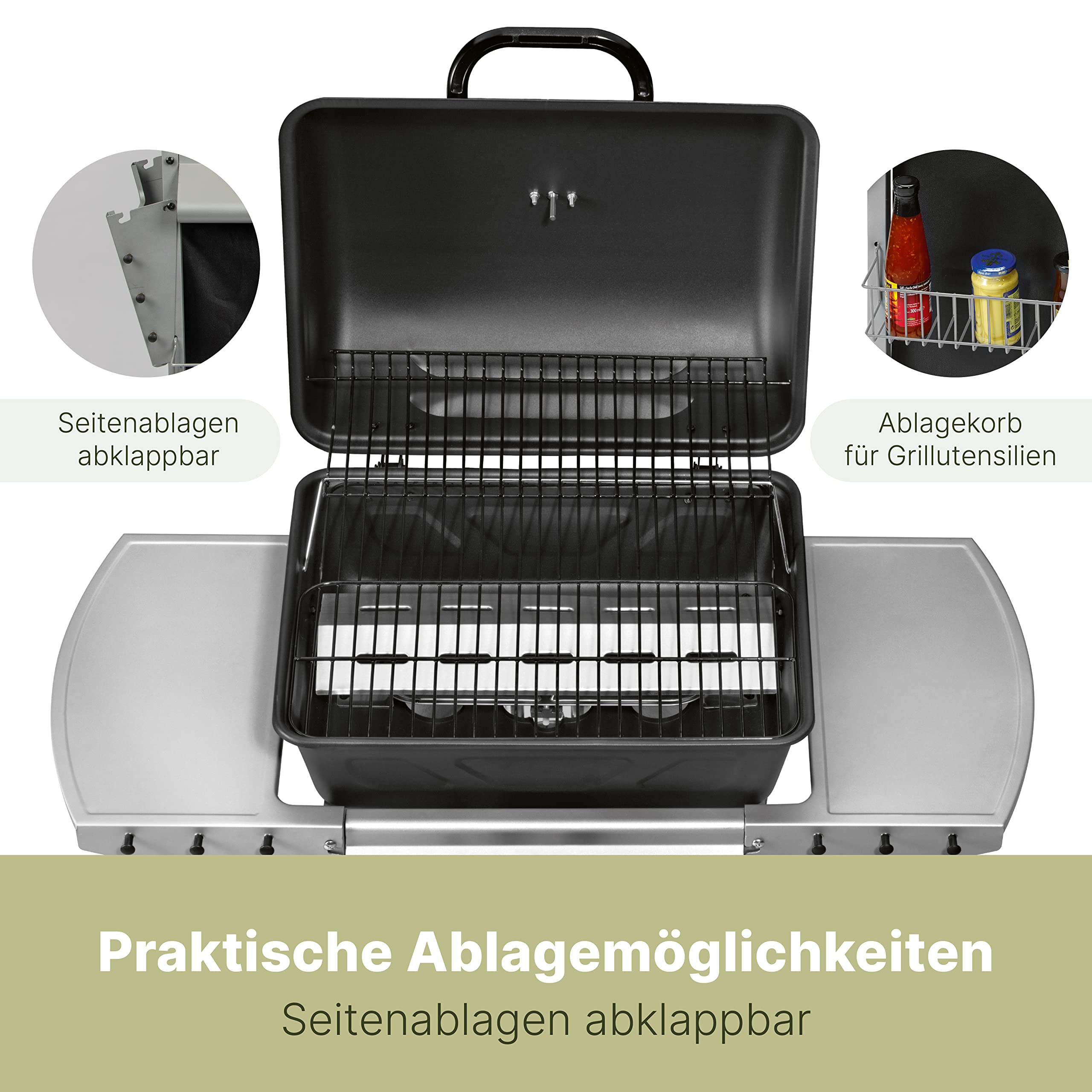 Clatronic® Gasgrill mit 2 Heizzonen | individuelle Temperatursteuerung | inkl. Grillrost + Warmhalterost