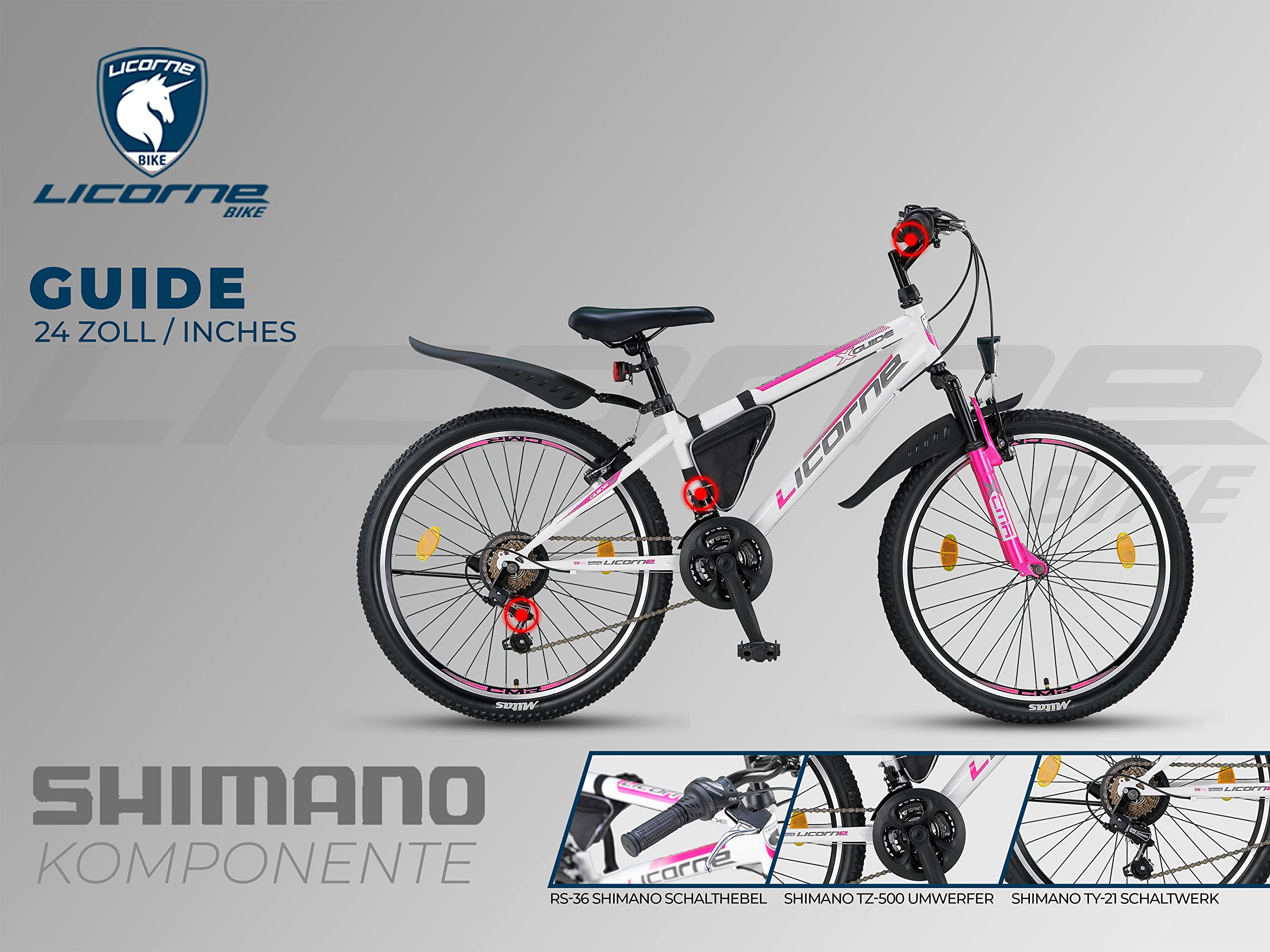 Licorne Bike Guide Premium Mountainbike in 24 Zoll - Fahrrad für Mädchen, Jungen