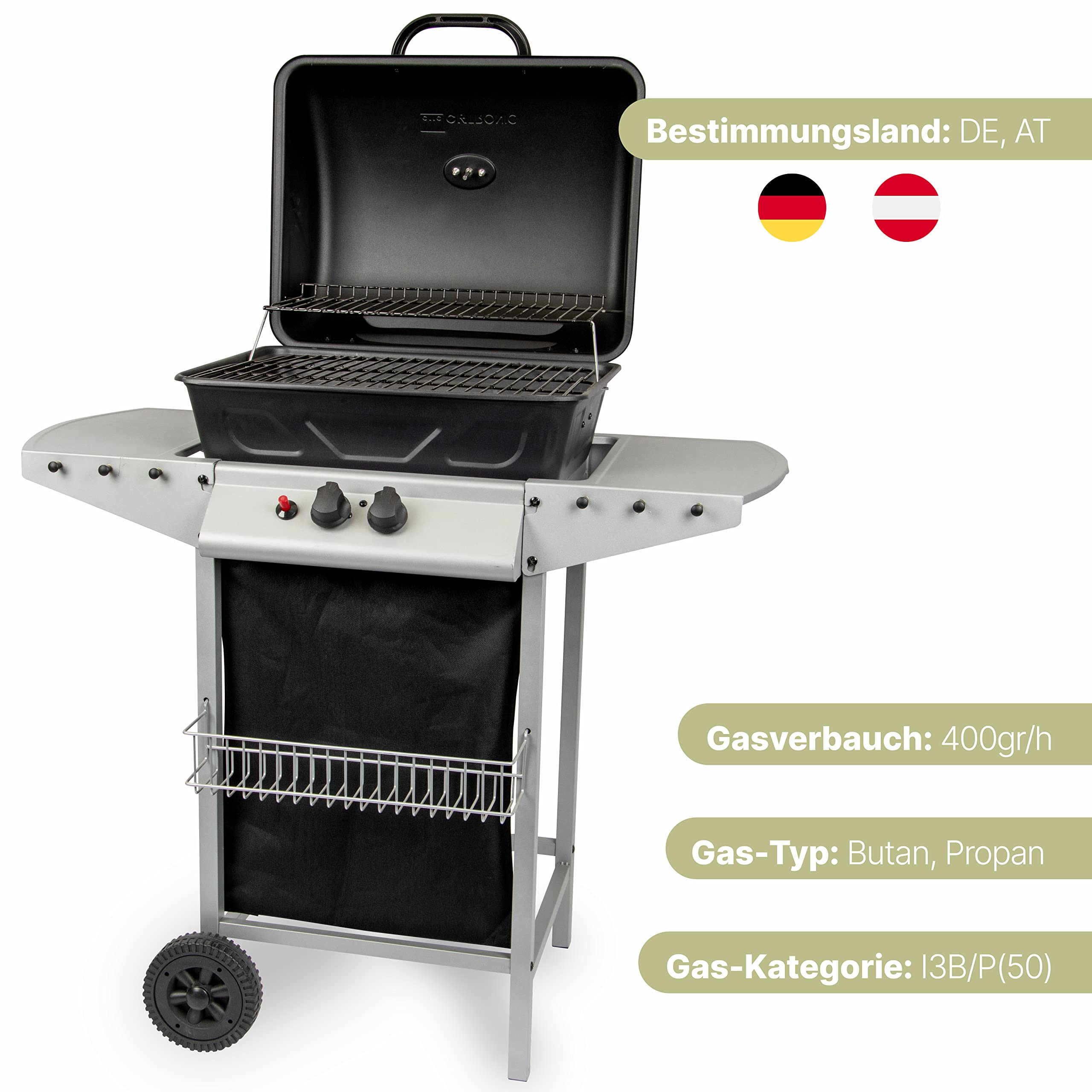 Clatronic® Gasgrill mit 2 Heizzonen | individuelle Temperatursteuerung | inkl. Grillrost + Warmhalterost