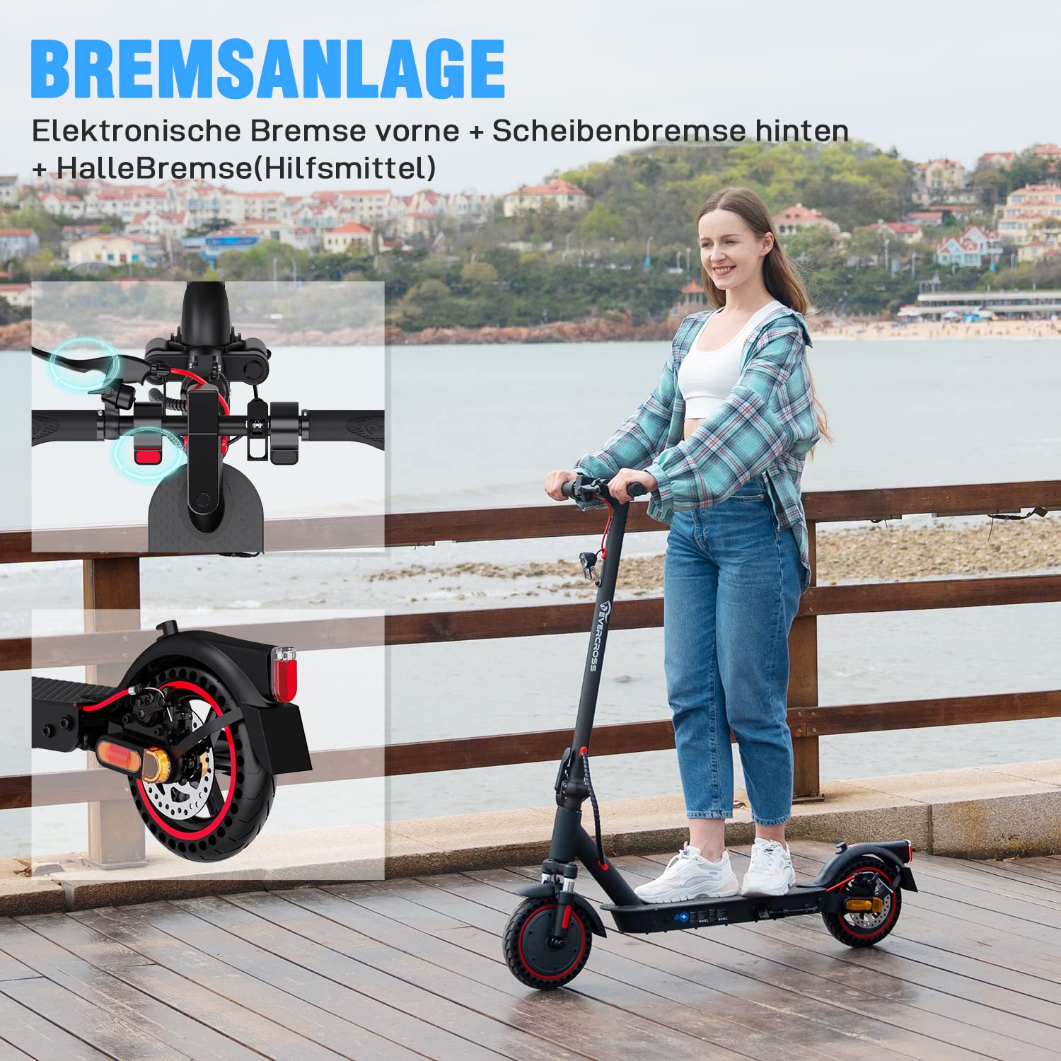 EVERCROSS EV85F E-Scooter mit Straßenzulassung (ABE), Faltbarer Elektroroller für Erwachsene mit APP - 400W Motor