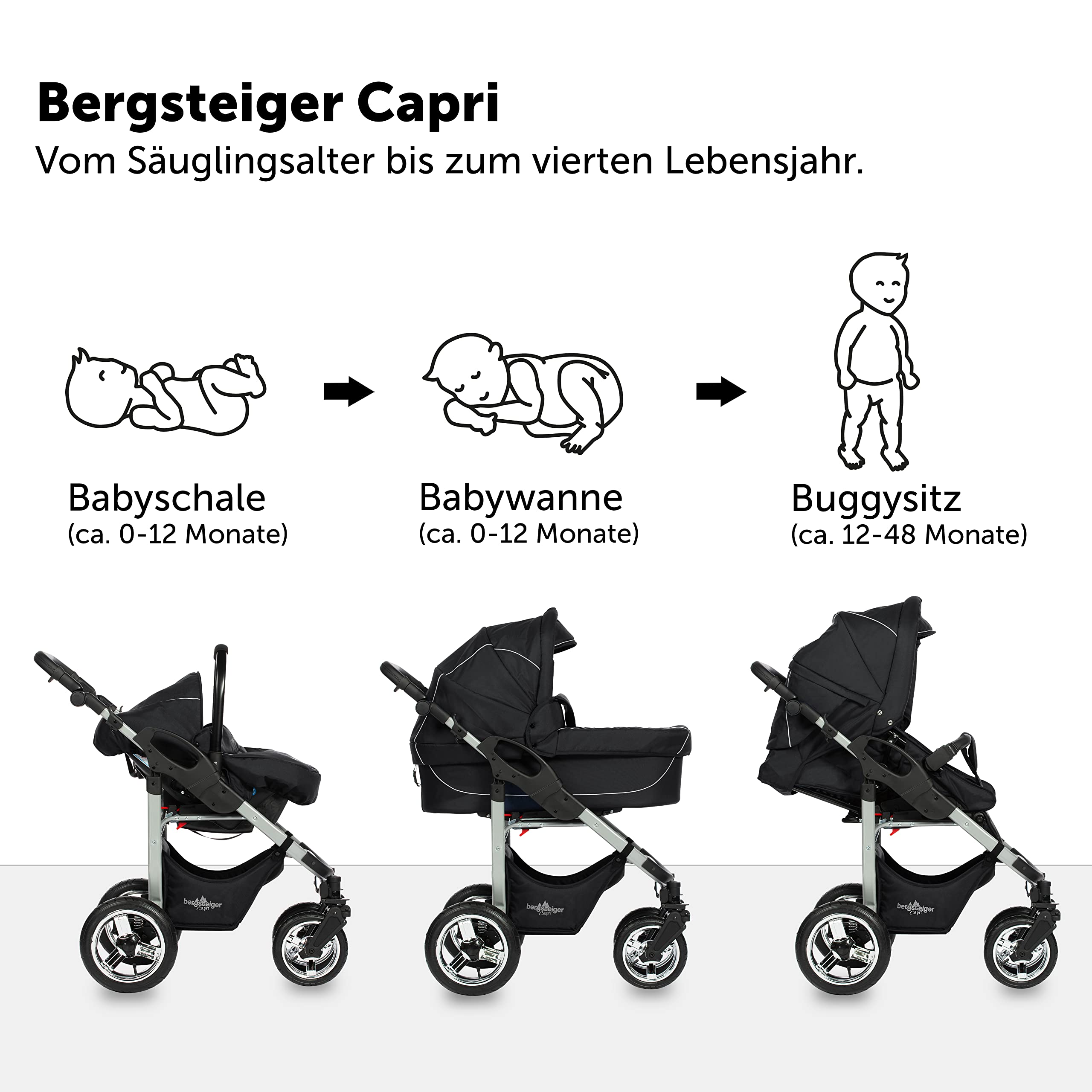 Bergsteiger Kinderwagen Babywagen Capri 3in1