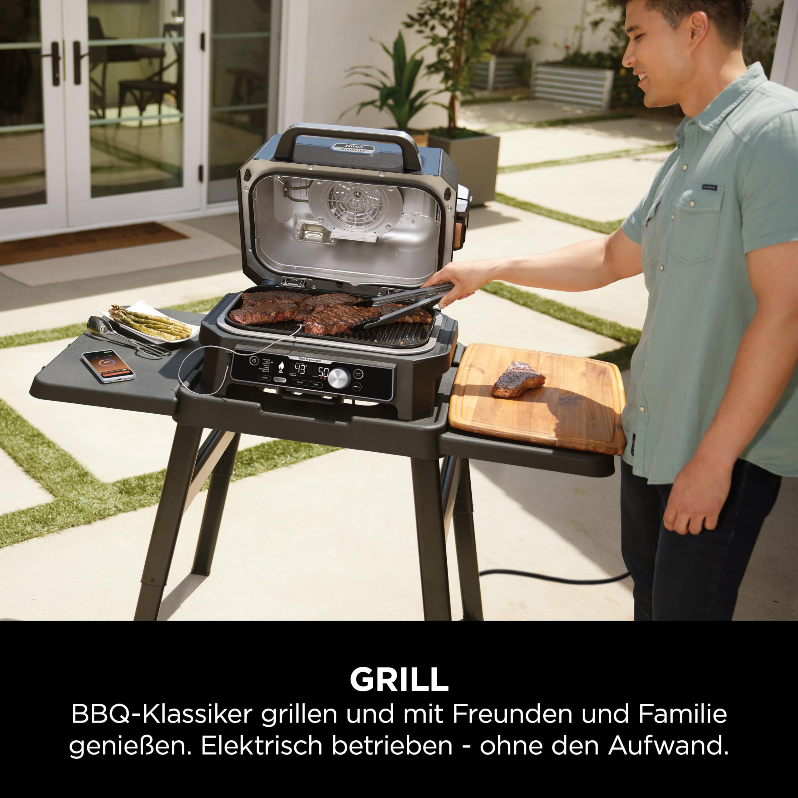 Ninja Woodfire Pro Connect XL Elektrischer BBQ Smoker Grill, App-Steuerung