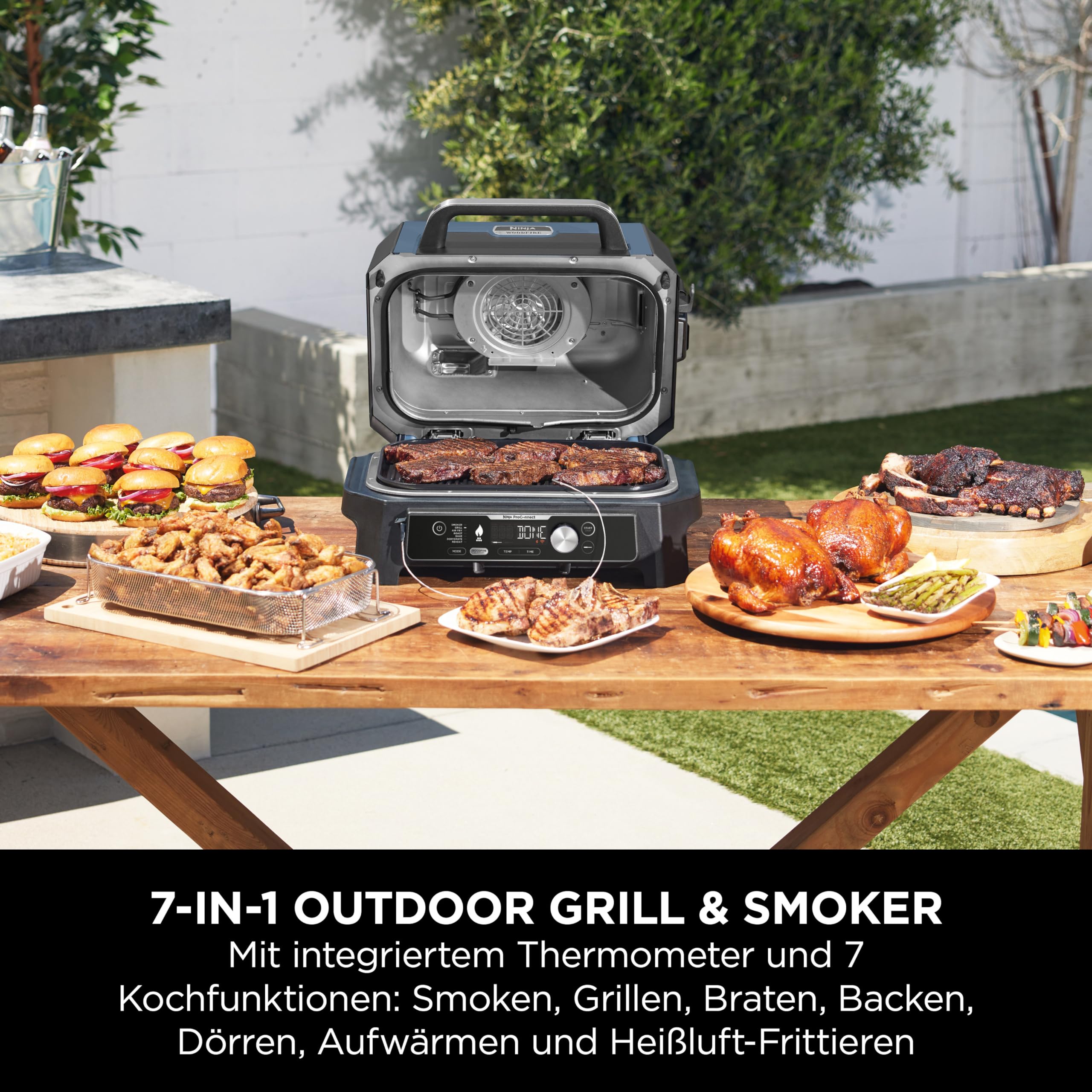 Ninja Woodfire Pro Connect XL Elektrischer BBQ Smoker Grill, App-Steuerung