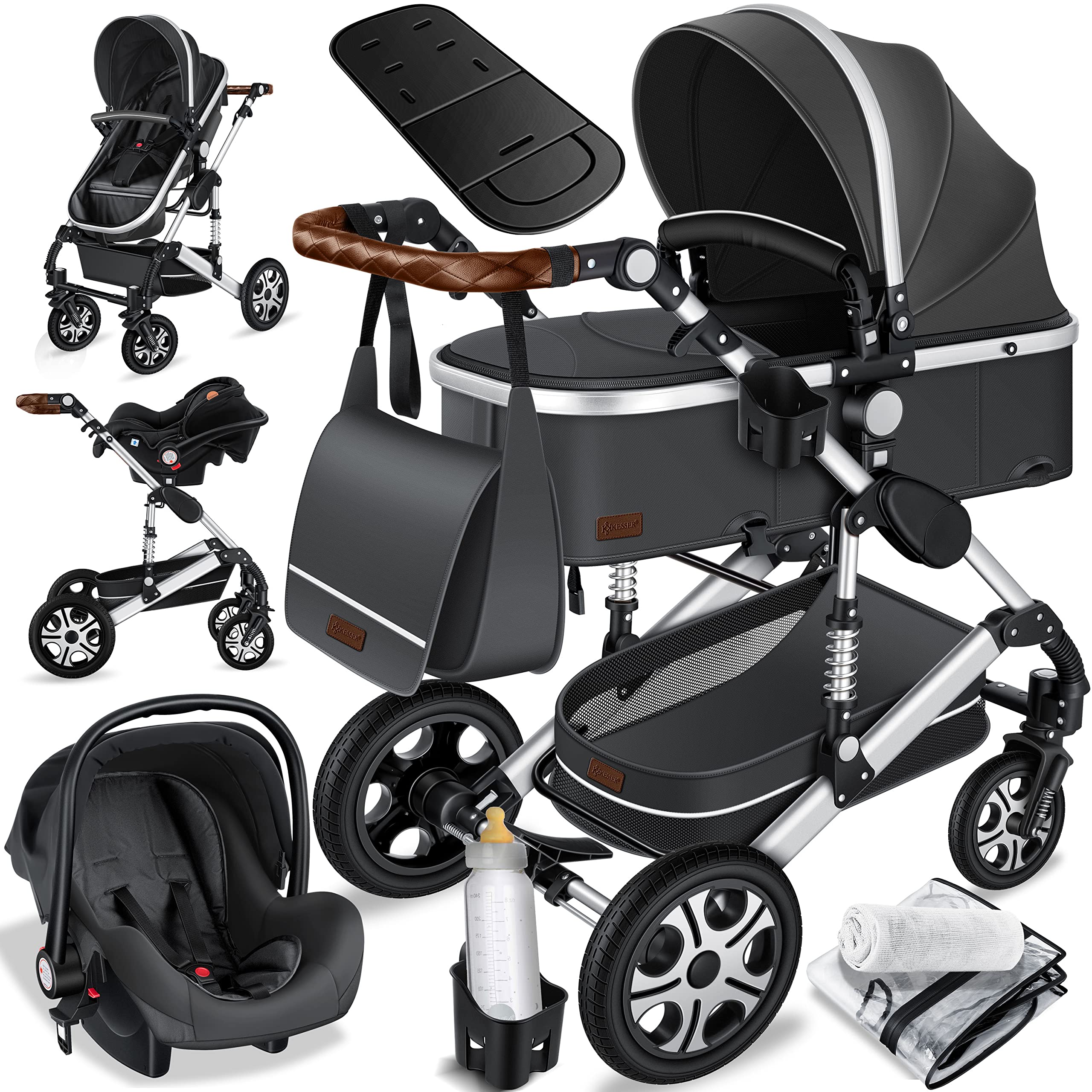 KESSER® Loops 3 in 1 Kinderwagen Kombikinderwagen Komplett-Set inkl