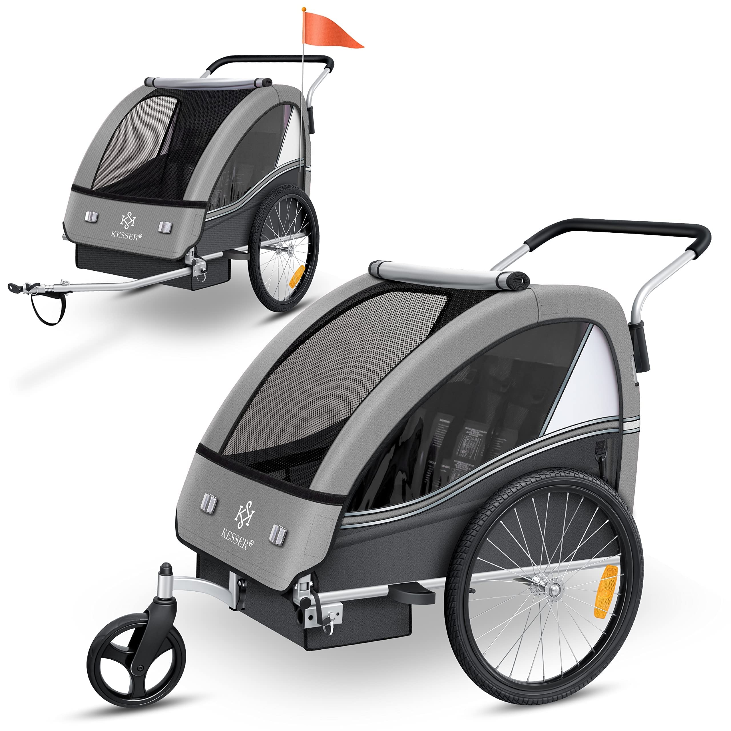 KESSER® Kinderanhänger Fahrradanhänger Sport-RX 2 in 1 Joggerfunktion Kinderfahrradanhänger